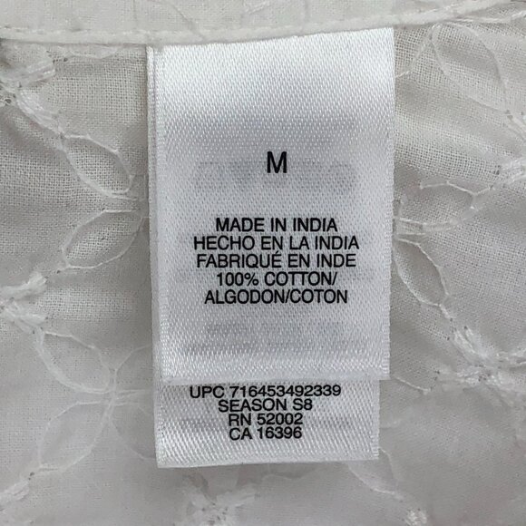 Liz Claiborne First Issue White Lace V-Neck Long Sleeve Button-Up Blouse Size M - Picture 8 of 9